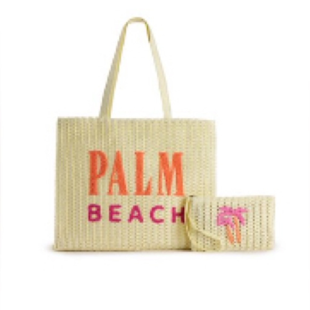 new-Palm Beach Woven Tote Bag & Wristlet Set
Cream & Pink gorgeous every day bag